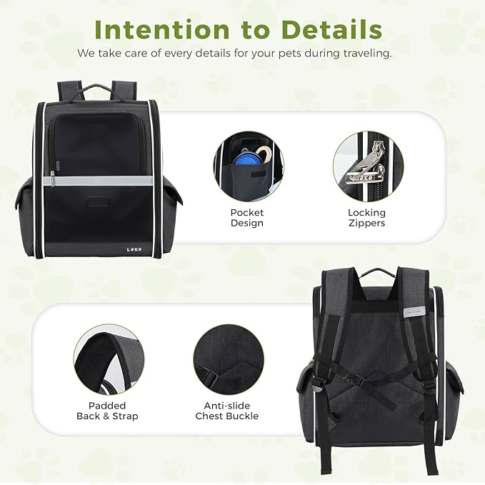 Lekereise Cat Backpack Carriers, Dog Carrier Backpacks with Breathable Mesh for Small Medium Large Cats Dogs Puppy Up to 25 Lbs, Pet Foldable Carrying Backpack Ventilated for Travel Hiking Collapsible