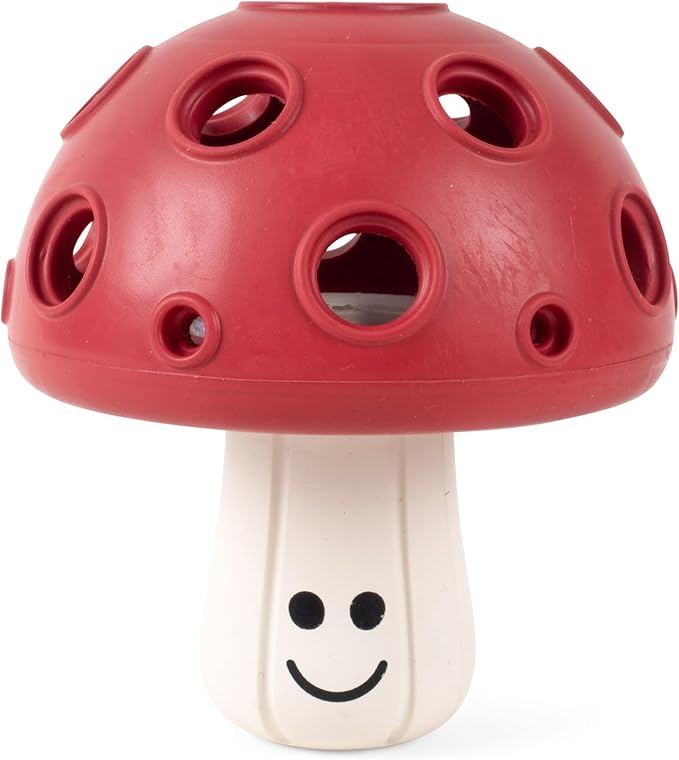Fuzzl Eco Rubber Magic Shroom Puzzle Enrichment Toy - Red - Long Lasting Dog Treat Toys for Aggressive Chewers Strong Dog Toy for Dogs Durable Puppy Toys