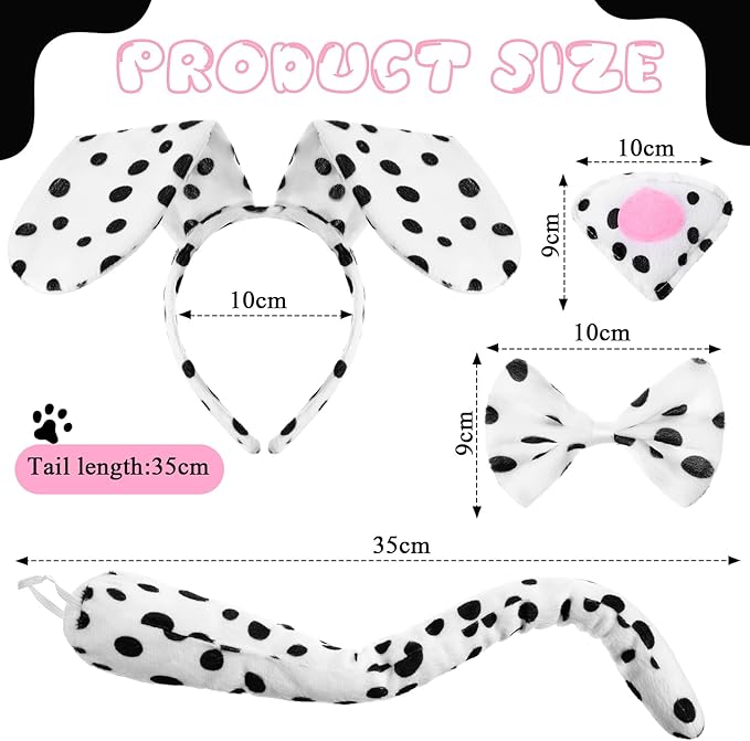 Syhood Puppy Dog Costume Set Ears Headband Bowtie Nose Tail Paw Gloves Accessories for Carnival