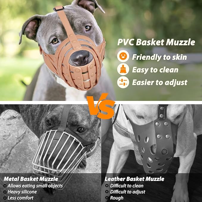 Mayerzon Pitbull Muzzle for Large Medium Sized Dogs to Prevent Biting Scavenging, Basket Muzzle for Rottweiler Staffordshire Terrier in Grooming Training, Allow to Pant Drink, Lightweight and Sturdy