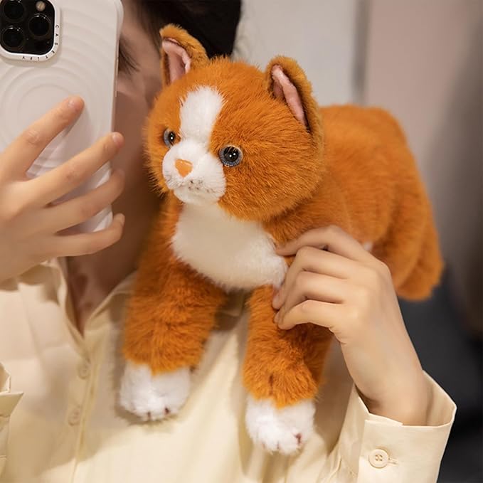 PEACH CAT Cat Stuffed Animal 15" Realistic Kitten Plushies Soft Plush Toys Gifts for Kids Orange