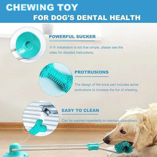 Dog Chew Suction Cup Tug of War Toy, Interactive Dog Toy, Puppy Teething Toys, Chew Toy (Blue Upgrade)