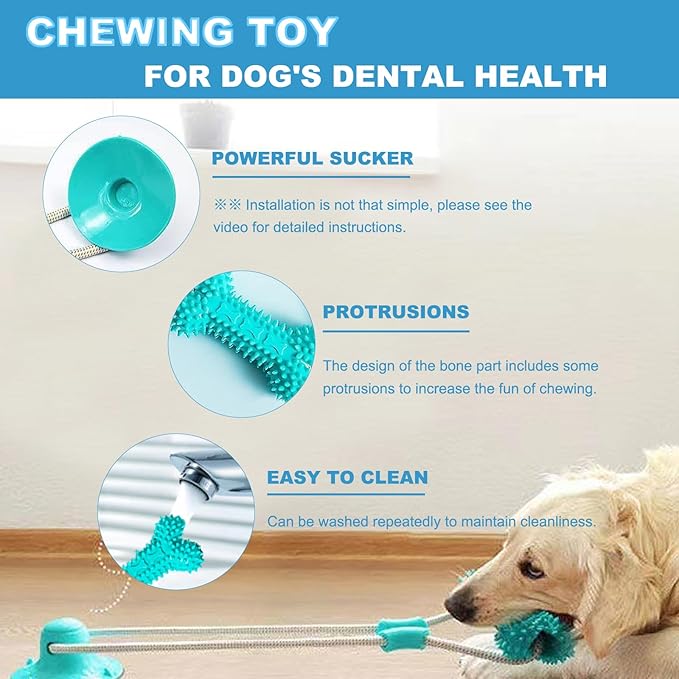 Dog Chew Suction Cup Tug of War Toy, Interactive Dog Toy, Puppy Teething Toys, Chew Toy(Green)