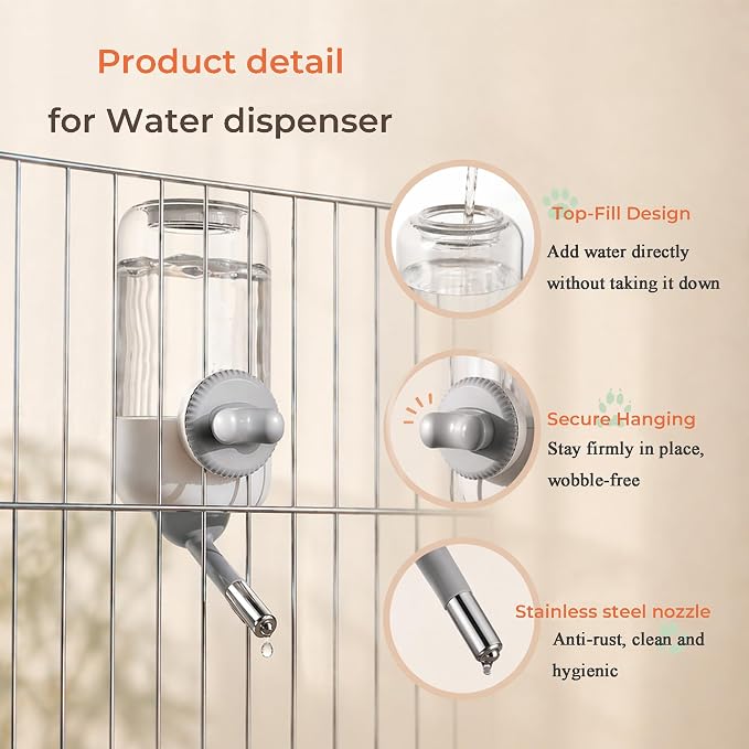 30oz Ball-Tip Hanging Water Bottle for Small Animal Cage Yellow | Visible Water Level， Controlled Drinking Flow， Helps Keep Bedding Drier， External Mount Saves Cage Space