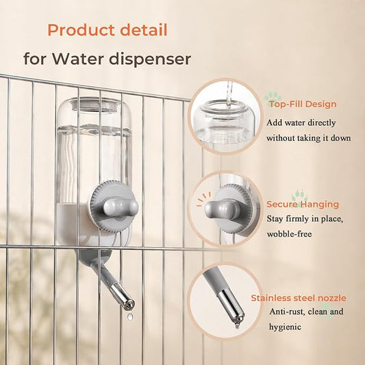 30oz Ball-Tip Hanging Water Bottle for Small Animal Cage Yellow | Visible Water Level， Controlled Drinking Flow， Helps Keep Bedding Drier， External Mount Saves Cage Space