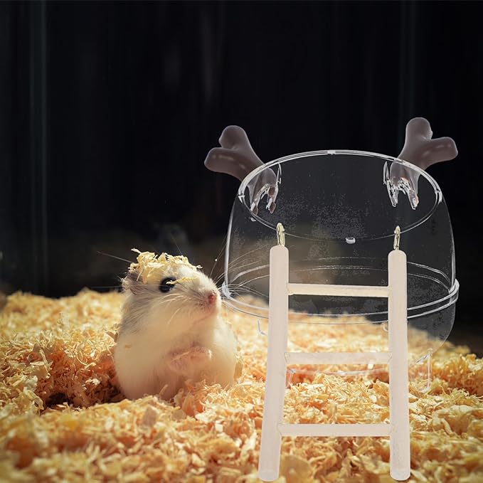 Toyvian Multi-use Hamster Bathroom Toilet Sand Bath Decor Cage Accessory Hideout Ladder Cleaning Easy Pet Care Kit