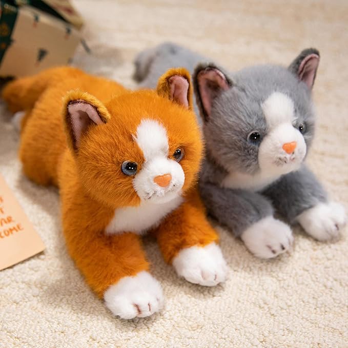 PEACH CAT Cat Stuffed Animal 15" Realistic Kitten Plushies Soft Plush Toys Gifts for Kids Grey