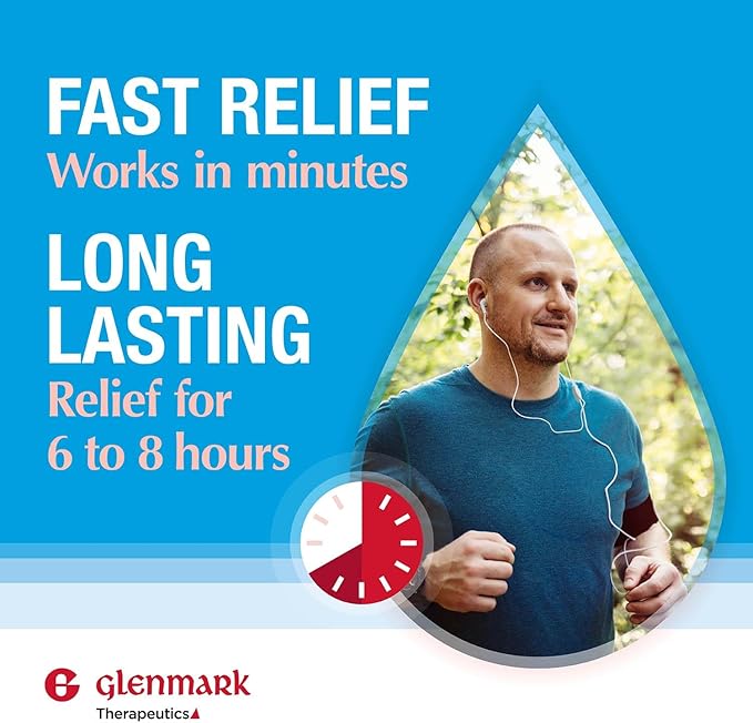 Glenmark Therapeutics Olopatadine Eye Drops for Allergies, Redness Relief, Antihistamine Eye Drops, Allergy Relief from Pet Dander, Pollen, Grass, Ragweed, Works in Minutes, Olopatadine HCl 0.1%, 5ml