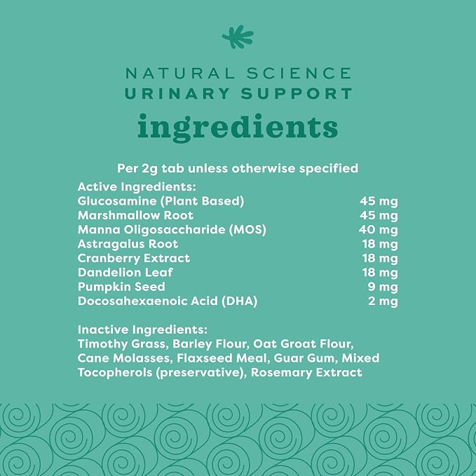 Oxbow Natural Science Urinary Support, Urinary Supplement for Rabbit & Guinea Pig, Made with Oxbow Timothy Hay, Includes Cranberry, Astragalus Root, Pumpkin Seed, Made in USA, 4.2 oz Bag