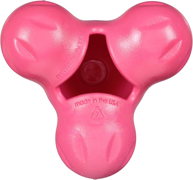 WEST PAW Zogoflex Tux Treat Dispensing Dog Chew Toy – Interactive Chewing Toy for Dogs – Dog Games for Aggressive Chewers, Fetch, Catch – Holds Kibble, Treats, Small 4", Geranium