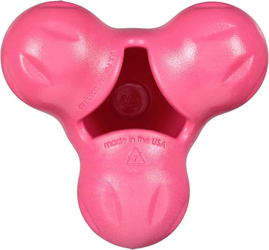 WEST PAW Zogoflex Tux Treat Dispensing Dog Chew Toy – Interactive Chewing Toy for Dogs – Dog Games for Aggressive Chewers, Fetch, Catch – Holds Kibble, Treats, Small 4", Geranium