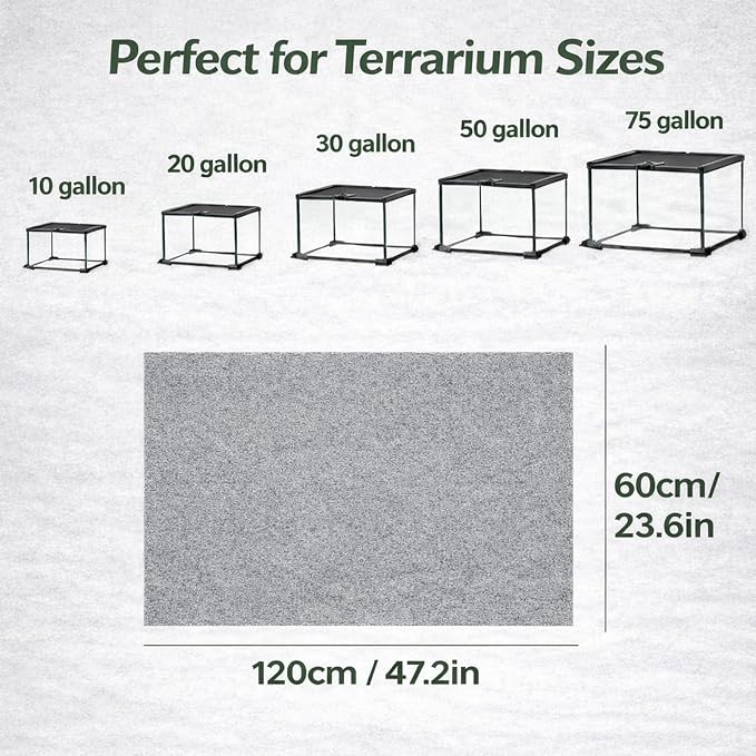 Mechpia 47" x 24" Large Reptile Carpet Terrarium Liner Bedding Reptile Substrate Mat Tank Accessories for Bearded Dragon Snake Lizard Tortoise Leopard Gecko (Grey)
