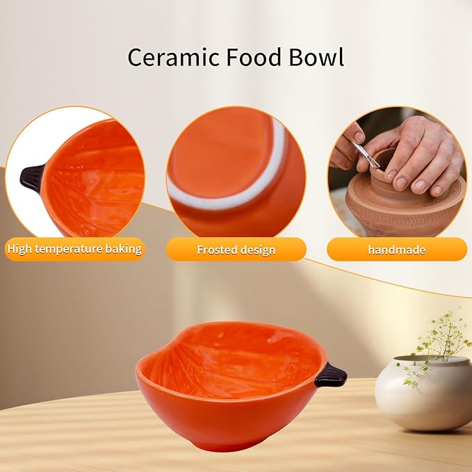 Small Guinea Pig Food Bowl Pumpkin-Shaped Cute Ceramic Hamster Water Bowl Ferret Rat Chinchilla Rabbit Feeding Dish Young Animal Feeder(Brown)