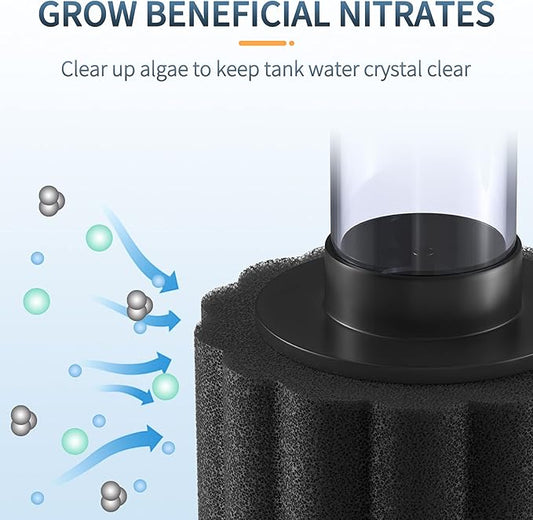 Pawfly Aquarium Nano Bio Sponge Filter Quiet Betta Fry Shrimp Foam Filter Kit with Airline Tubing for Small Fish Tank up to 3 Gallon, 3 Pack