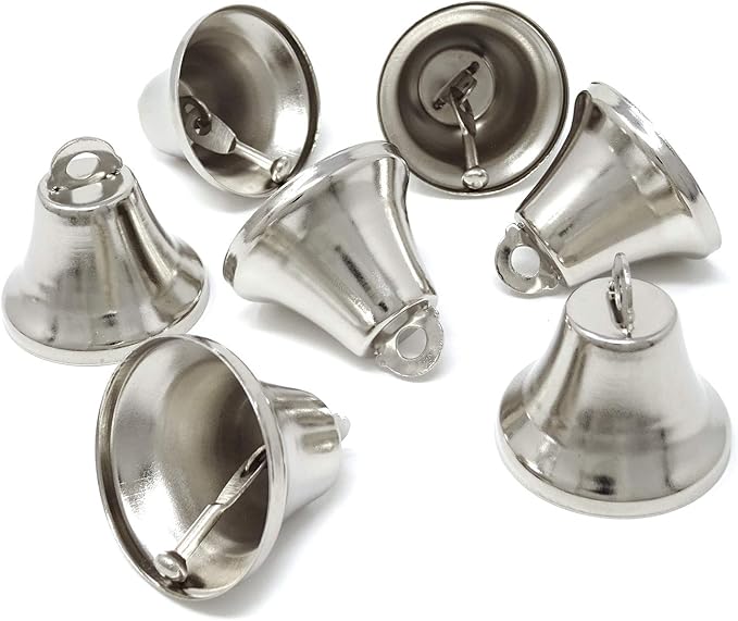 Honbay 20PCS 36mm/1.42inch Silver Jingle Bells Bridal Bells Christmas Bells Decoration Bells for Dog Potty Training, Housebreaking, Making Wind Chimes,Christmas Wreath and etc