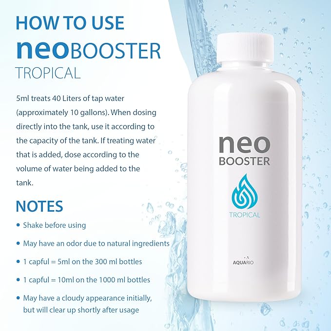 Aquario Neo Booster Tropical - Rapid Pollutant Removal, Shortens Filtration Cycle, Ideal for Planted Aquariums, All-in-One Aquarium Water Conditioner - Water Conditioner for Aquarium Tank - 300ml