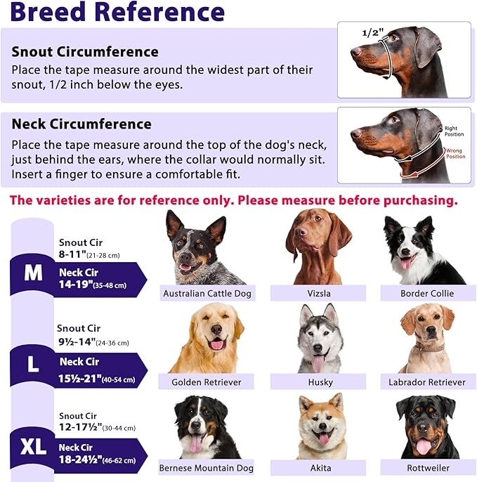 BARKLESS Soft Dog Head Collar, Patented Padded No Pull Head Halter, Training Nose Leash with Safety Link for Medium Large Dogs, Adjustable Muzzle Leash, Easy Control for Walking (M, Purple)