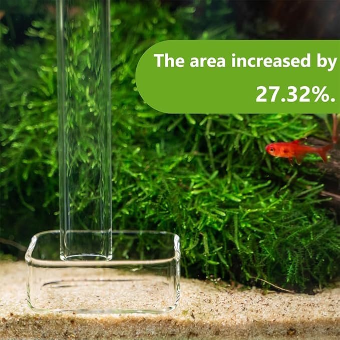 LINLAN 7.78 Inch Glass Shrimp Feeder, Aquarium Feeding Tube and Square Bowl with Two Suction Cups to Prevent Food from Spreading, for Crystal Shrimp and Cherry Shrimp