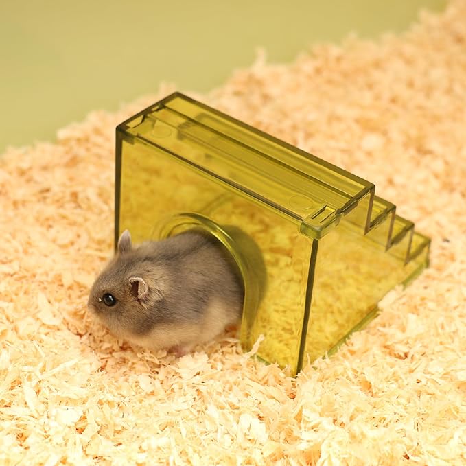 Hamster wheel climbing ladder,hideout ladder bridge,hamsters climbing for Hamster wheel,climbing ladder with hamster house,hideout chamber for dwarf hamsters mice and small animals habitat décor(pink)