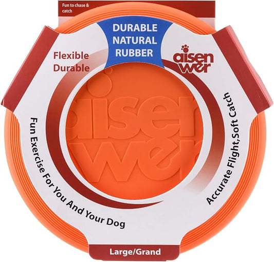 Dog Flying Disc - Durable Rubber Dog Toy for Fetch - Interactive Lightweight Flyer Dog Toys for Outdoor Playtime - Safer Disc for Healthy Activity - for Medium/Large Dogs (Orange)