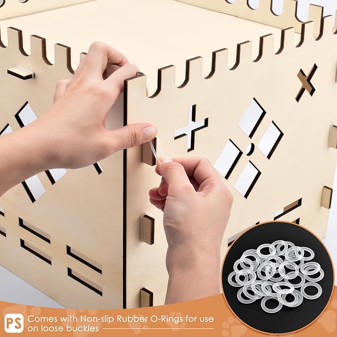 Bissap Wooden Rabbit Hideout Castle, Extra Large Bunny Houses and Hideouts Indoor Outdoor Rabbit Hidey Habitat for Bunnies Chinchillas Hamsters Guinea Pigs Detachable Small Animal Play Hideaway Hut