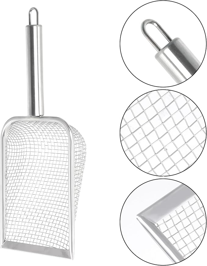 SUMERSHA Cat Litter Scoop Stainless Steel Mesh Scooper for Litter Box Kitten Pooper Lifter, Beach Mesh Shovel for Shell Collecting