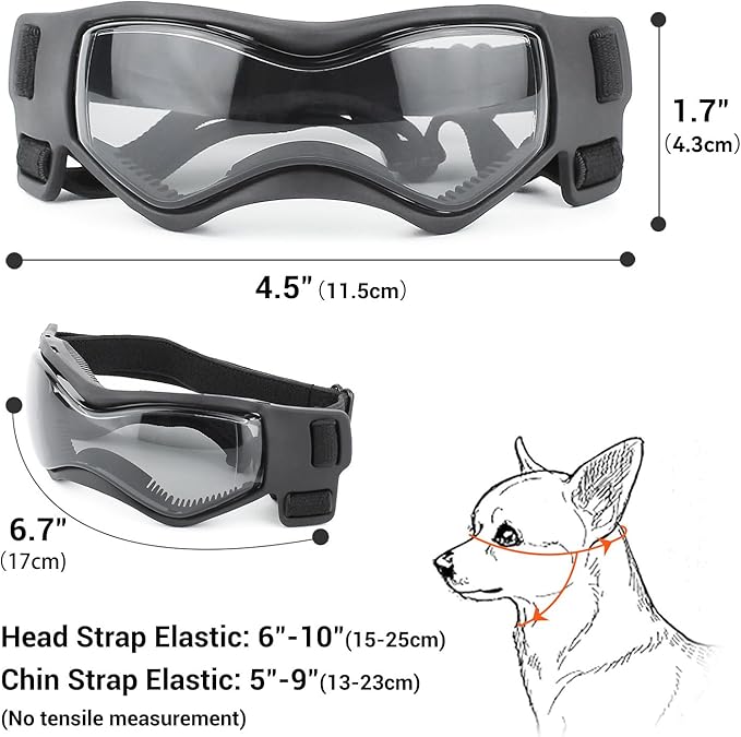 Dog Goggles Small Breed, Dog Sunglasses UV Protection Puppy Eyewear for Small Pet Outdoor Riding Driving, Black S