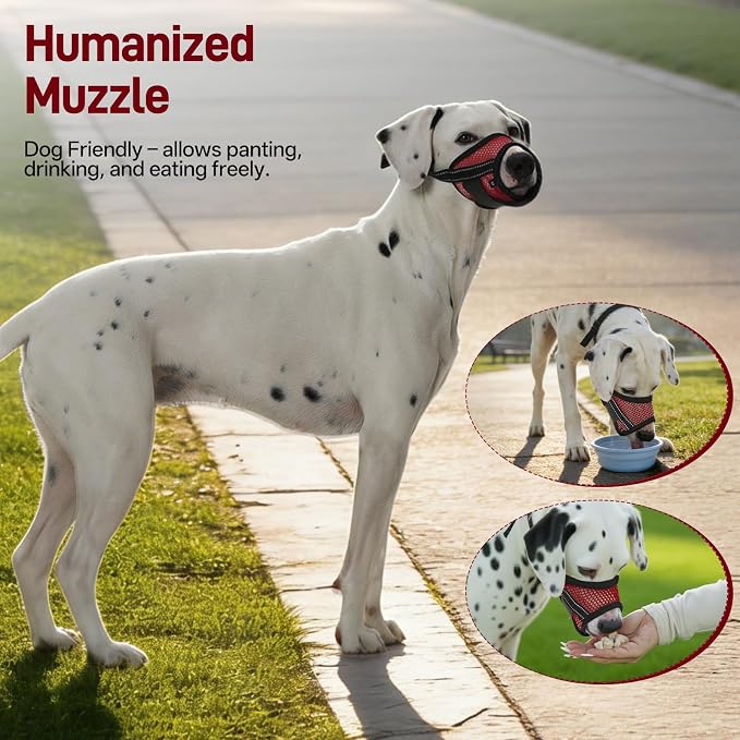 Pezluxe 2-Pack Dog Muzzle, Soft Air Mesh Muzzle Anti Biting Barking Chewing, Secure & Breathable Drinkable Pets Muzzles with Adjustable Strap, for Small Medium Large Dogs (Red-XS)