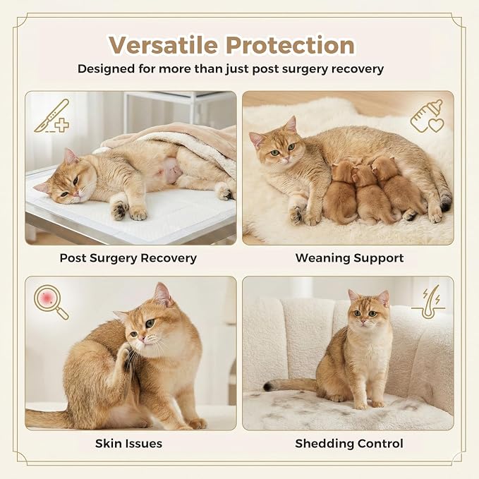 Avont Cat Recovery Suit for Surgery, Breathable Anti-Licking Onesie for Kittens, Surgical Post-Operative Protective Bodysuit, Comfortable Alternative to E-Collar -Pink (S)