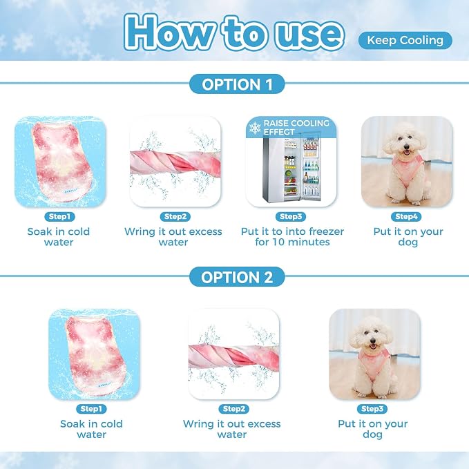 cyeollo 2pack Dog Cooling Shirt, Breathable Sleeveless Summer Clothes for Dogs, Intant Cool T Shirts for Small Dogs, Pink L