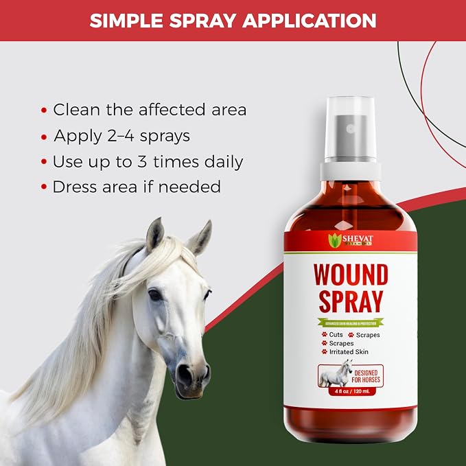 Silver Wound Spray for Horses – Advanced Nano-Silver Hot Spot & Skin Care Treatment – Fast Relief for Scrapes, Cuts, Rashes & Insect Bites – Non-Stinging First Aid Formula – 120ml (4oz)