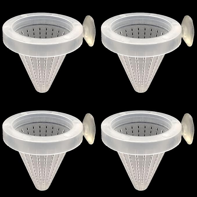 Ailindany 4PCS Aquarium Live Red Worm Feeding Cone Cup Plant Cup Brine Shrimp Plastic Fish Feeder for Aquariums with Suckers