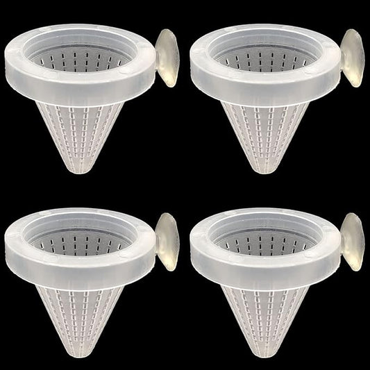 Ailindany 4PCS Aquarium Live Red Worm Feeding Cone Cup Plant Cup Brine Shrimp Plastic Fish Feeder for Aquariums with Suckers