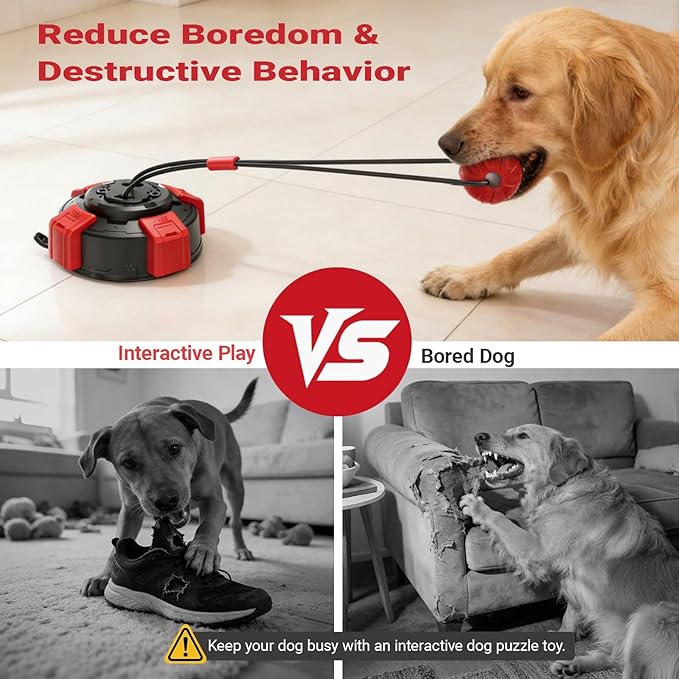 Upgraded Strong Suction Cup Dog Toy for Aggressive Chewers, 2.68" Bite Resistant Interactive Tug of War Dog Toy, Durable Rope Chew Ball for Medium Large Dogs, Anxiety Relief & Energy Release