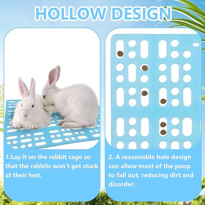 Hamiledyi 8Pieces Rabbit Feet Pad Hole Leak Water Design for Plastic Bunny Cage Mat Foot Resting Pad