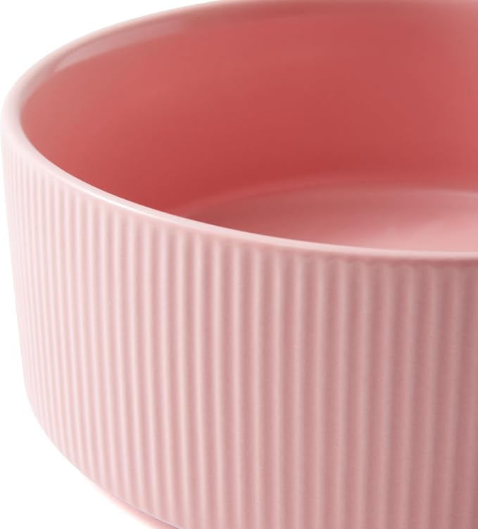 Guinea Pig Vegetable Bowl, Pink Ceramic 6 Inch Heavyweight Non-Tip Small Animal Food & Water Bowl – Wide Shallow Veggie Dish (~20 fl oz) for Chinchilla Rabbit Ferret