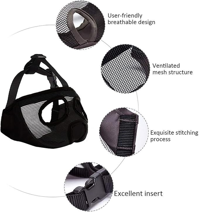 Short Snout Dog Muzzle- Adjustable Breathable Mesh Bulldog Muzzle for Biting Chewing Licking Grooming Dog Mask,Grey(Eyehole) XL