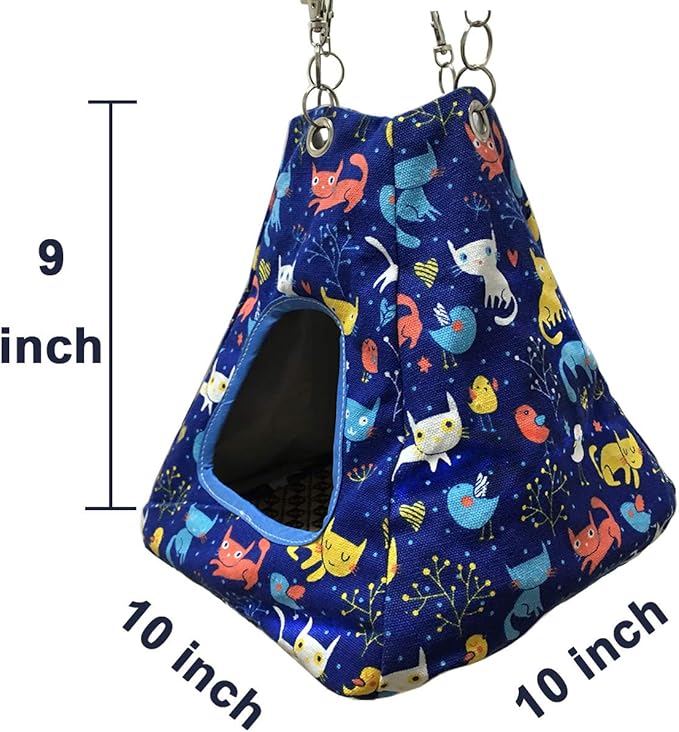 Small Animal Ferret Rat Guinea Pig Degu Gerbil Mice Hamster Chincilla Hammock Sleeper Cage Accessories (Blue Tent)