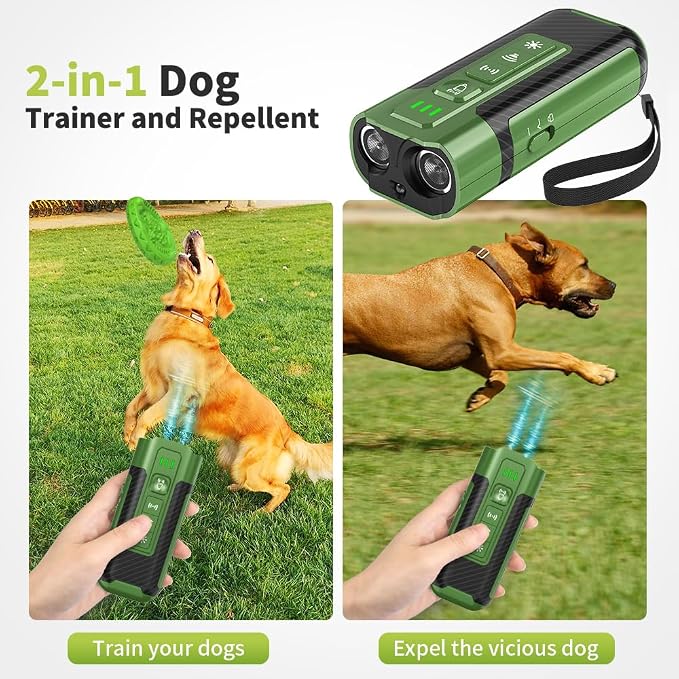 Coredy Dog Bark Deterrent Device, Anti Barking Device for Dogs, Long-Range Ultrasonic Stop Bad Behavior, Rechargeable and Portable Dog Barking Control Device, Safe for Dogs & Humans