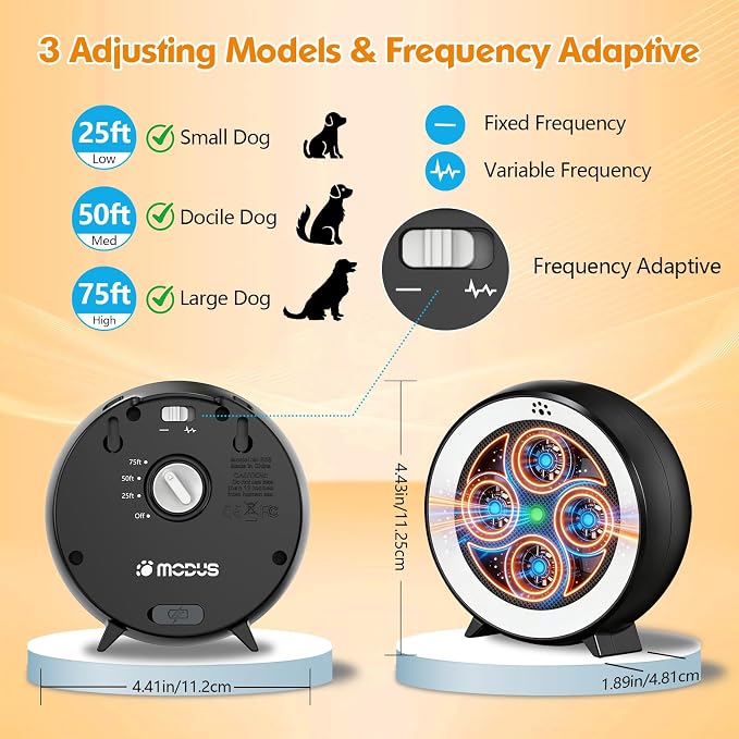 New Anti Barking Device for Dogs, Rechargeable Dog Barking Deterrent up to 75ft with Remote , Variable Ultra Frequency/6 Modes/IP65 Waterproof Dog Silencer Stop Neighbors‘ Dog from Barking (Black)