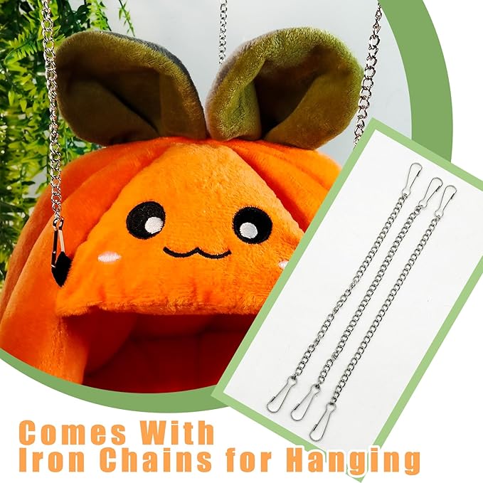 Guinea Pig Hideout, Hamster Cage Accessories,Carrot Shape Bed with Warm Fleece,Washable Hamster Hammock,Small Animal Houses & Habitats for Rat,Sugar Gliders,Squirrels, Hedgehog(S)