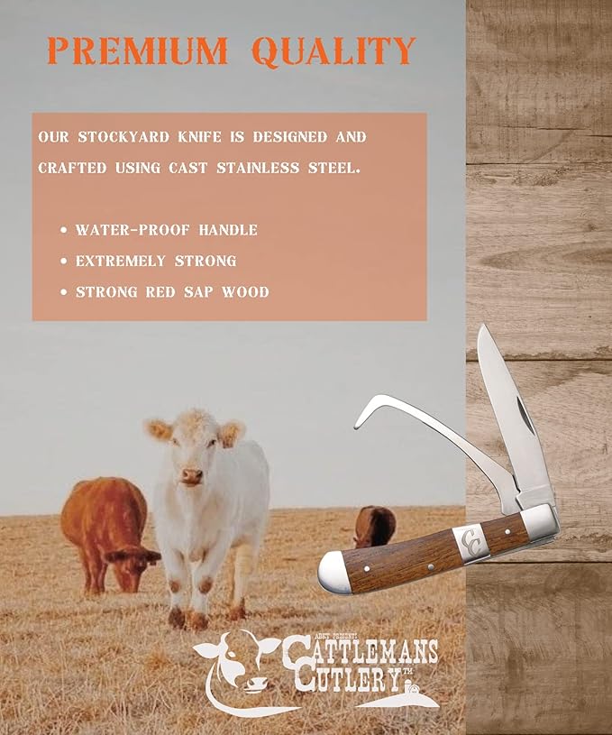 ABKT Stockyard Farriers Knife - Red Sap Wood - Includes a Hoof Pick - Convenient & Resilient