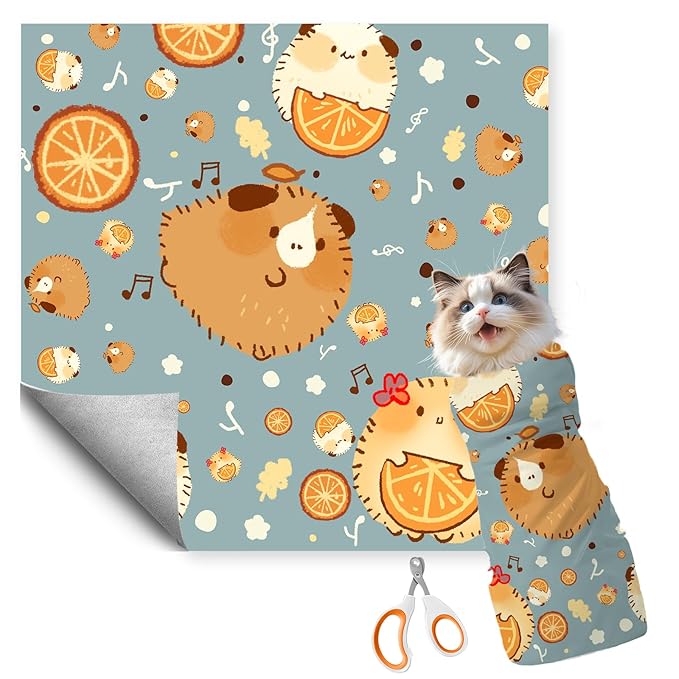 27.6"Cat Grooming Wrap (for nail trimming and veterinary care) - Large-Scale Anti-Escape Cat Containment Device- Multifunctional pet grooming essential, (C2 Suitable for 15 lbs)
