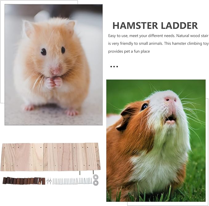 NUOBESTY Small Animal Wooden Ladder Platform Cage Bridge Guinea Pig Habitat Climbing Toy for Rabbit Hamster Bunny Squirrel Hedgehog Chinchilla Rat Mouse
