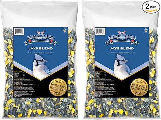 Armstrong Wild Bird Food Royal Jubilee Jays Blend, 16 Pounds (Pack of 2) - with Whole Corn, Striped Sunflower, Black Oil Sunflower and Peanuts for Blue Jays - Ideal for Outside Feeders