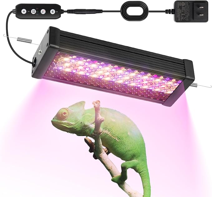 HNRLOY Reptile UVB LED Light Full Spectrum,10Inch UVA/UVB LED Reptile Light for Bearded Dragons,Chameleons,Turtles,Lizards,Geckos,Snakes, Adjustable Timer, Dimmable Reptile Lamp with 3 Lighting Modes