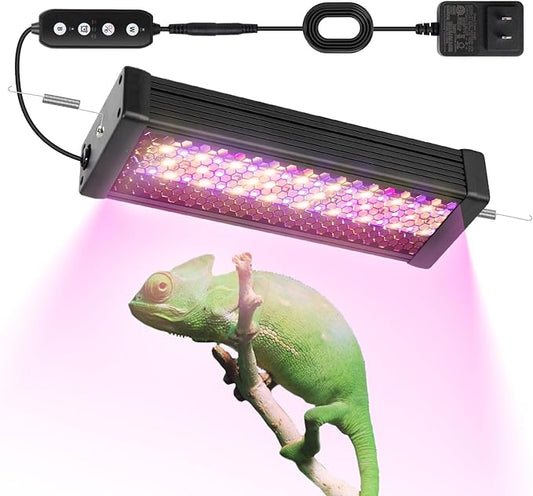 HNRLOY Reptile UVB LED Light Full Spectrum,10Inch UVA/UVB LED Reptile Light for Bearded Dragons,Chameleons,Turtles,Lizards,Geckos,Snakes, Adjustable Timer, Dimmable Reptile Lamp with 3 Lighting Modes