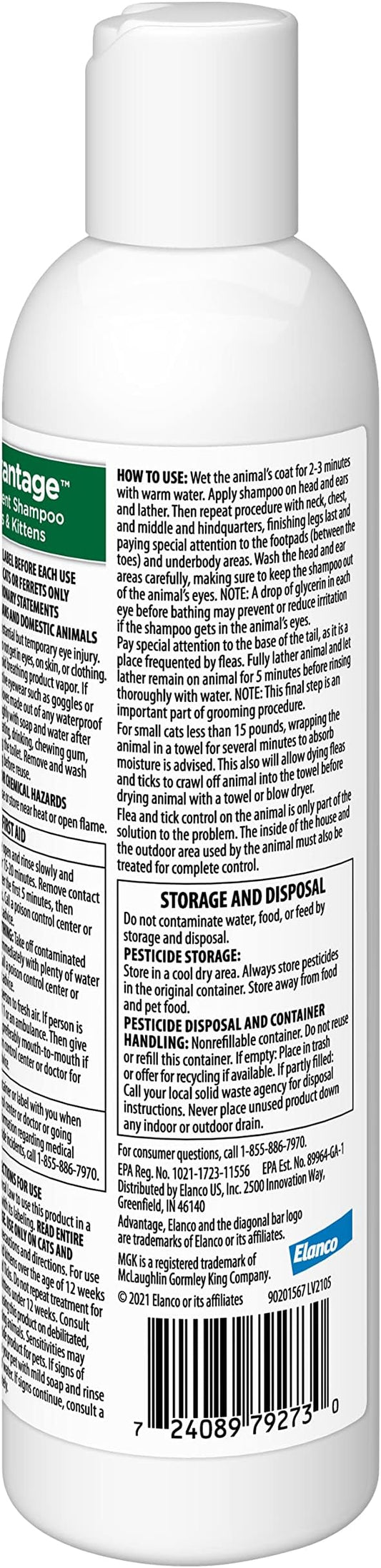 Advantage Cat Flea & Tick Shampoo for Kittens & Adult Cats | Kills Fleas & Ticks | 8 oz.