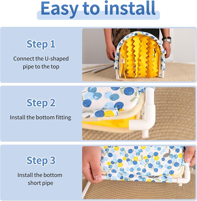 Guinea Pig Hideout No Bottom Guinea Pig Bed Easy to Clean Rabbit Hideout Bunny Beds - Small Animal Indoor Habitat for Chinchilla Ferret Hedgehog Flower-Branch Mouse (Blue Cherry)