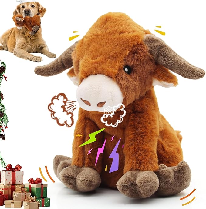 YZHDUXIU Highland Cow Dog Toy, Squeaky Dog Toys Stuffed Plush Puppy Toy, Interactive Gifts for Small Large Dogs